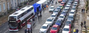 100 cars line up to one bus in Edinburgh to encourage public transport