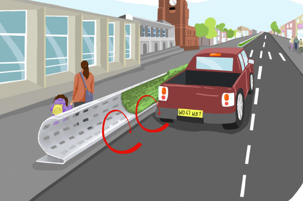 Curved road barrier could protect children from air pollution